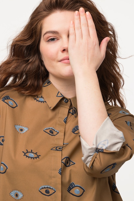 Bluse, Augen, Hemdkragen, Langarm, Biobaumwolle