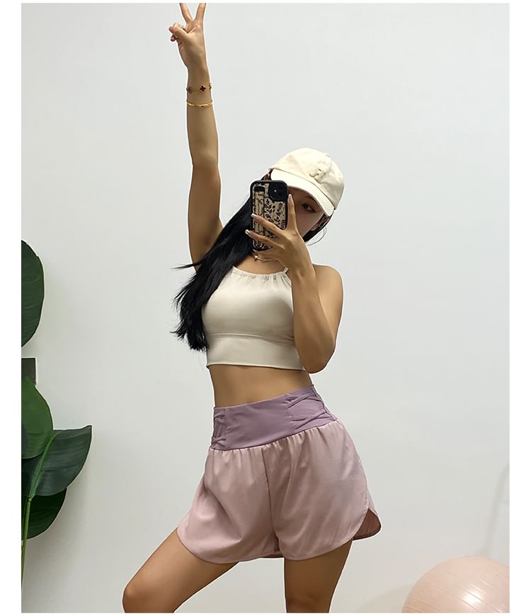 Engiko - Hoge taille tweekleurige sweatshorts