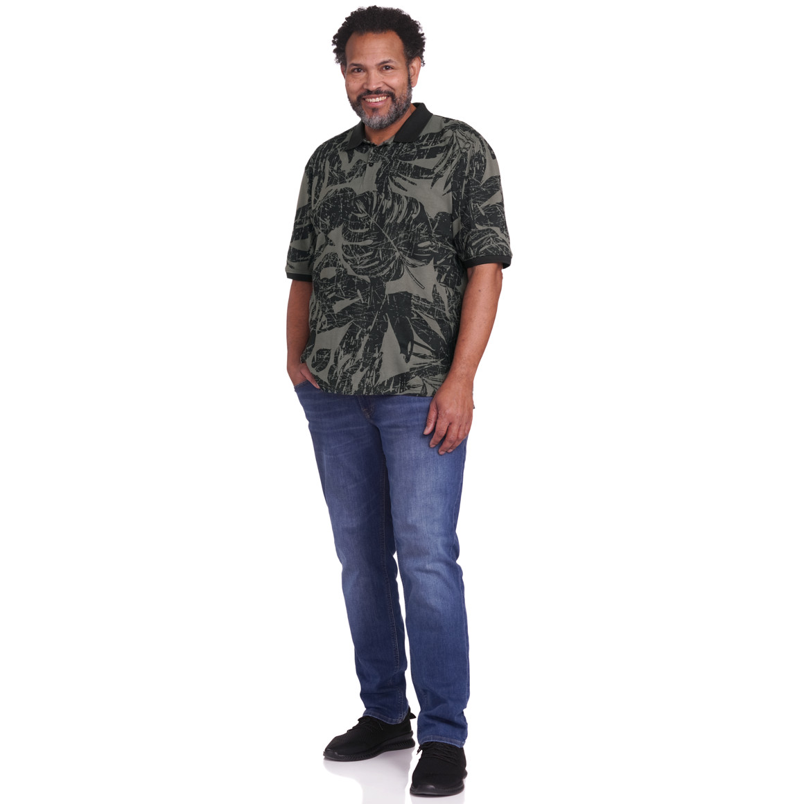 VanVaan Herren Poloshirt mit Allover-Muster oliv / grün