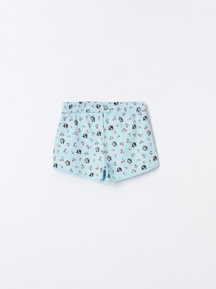 Shorts de pelúcia do Félix, o Gato - Azul Claro