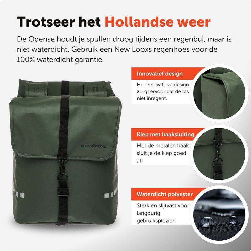 New Looxs Odense Dubbele Fietstas MIK - 39 Liter - Groen