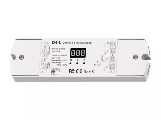 Décodeur DMX512 & RDM 12-24V DC CCT/RGB/RGBW 4 Canaux RGBW+CCT
