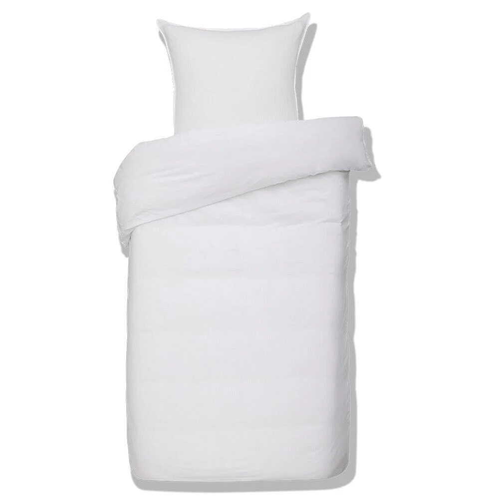 Parure de lit 1 personne 140x200cm gaze de coton blanc uni