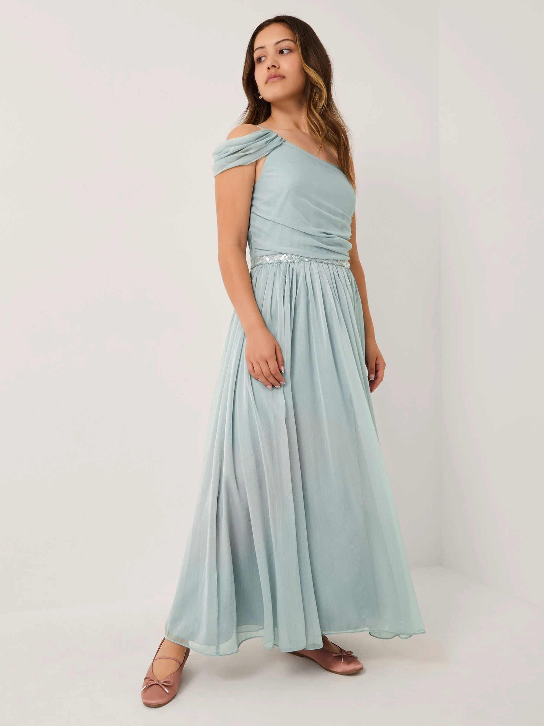 Groen - Monsoon Sequin One Shoulder Prom Dress