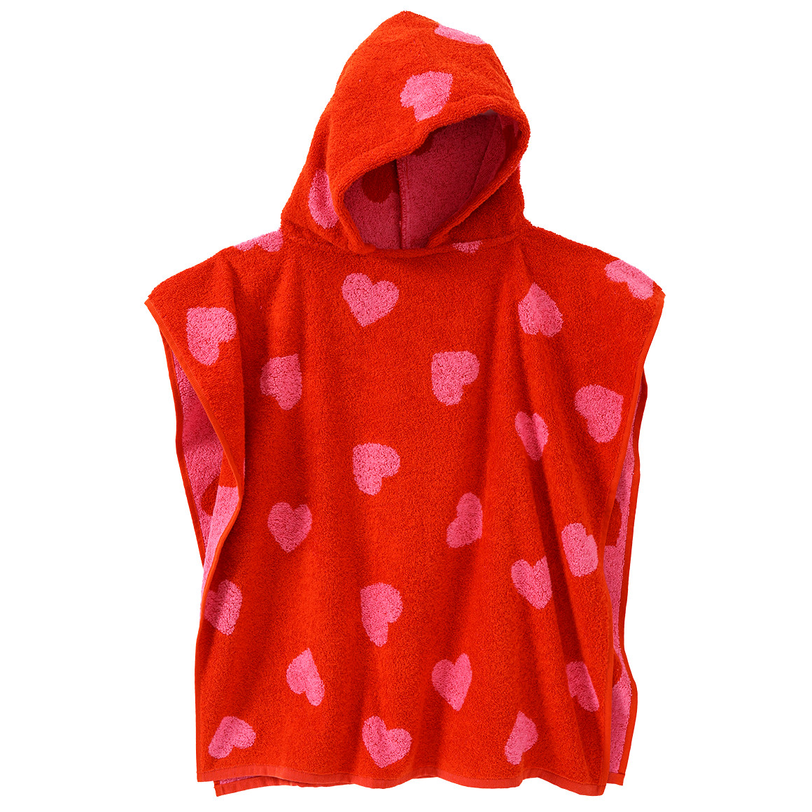 Famy Badeponcho mit Herz-Allover rot