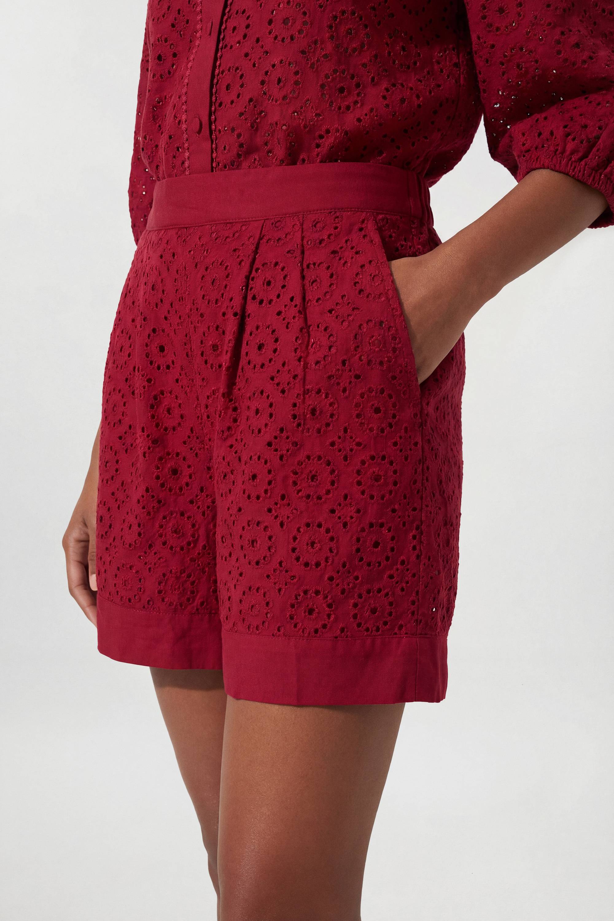 KarenMillen Short Tissé En Coton Broderie Anglaise