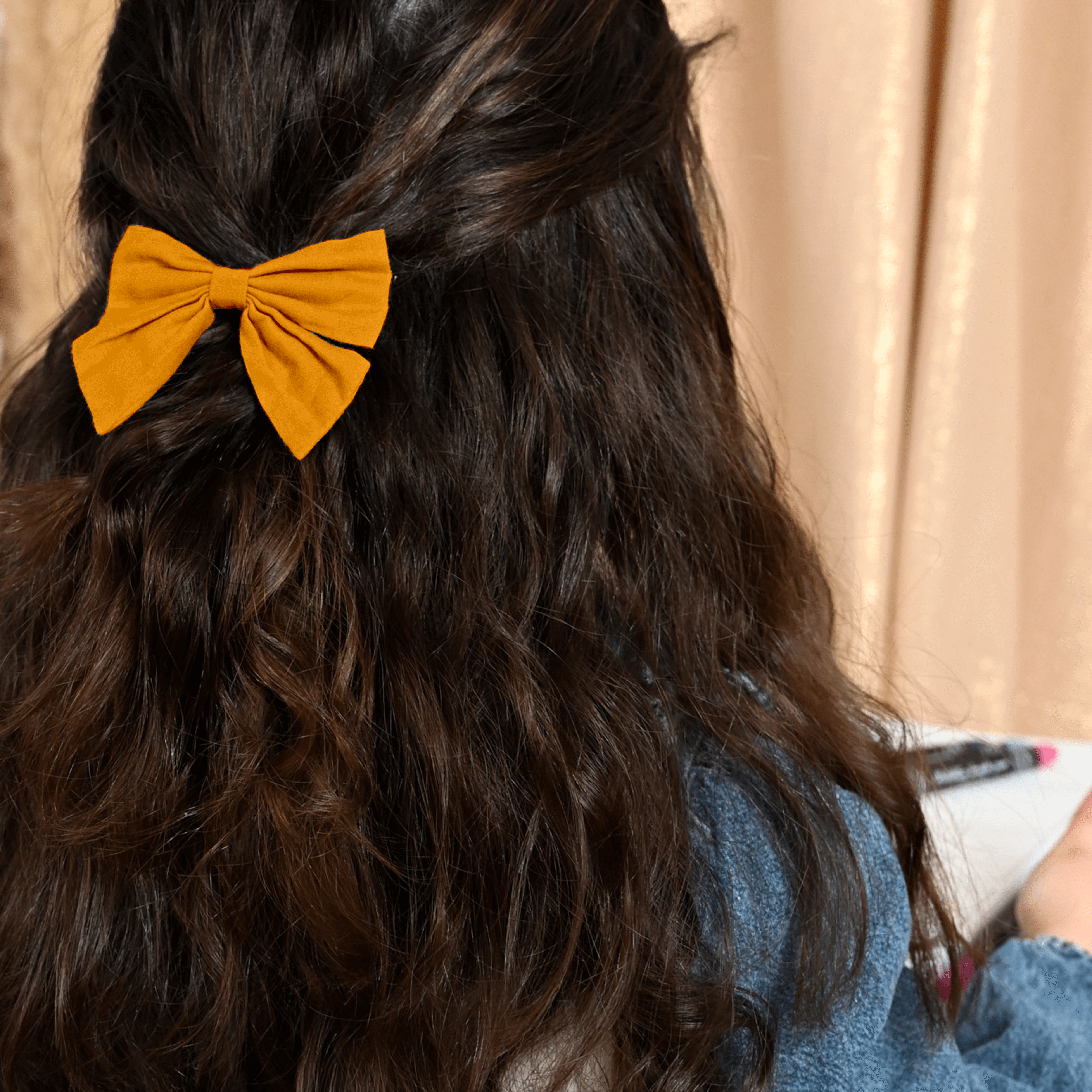 Barrette Noeud Papillon Ochre
