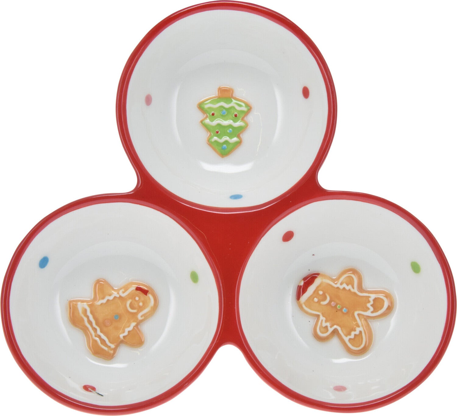 Serveerschaal Peperkoek wit 3-vaks D 19 H 4,3 cm