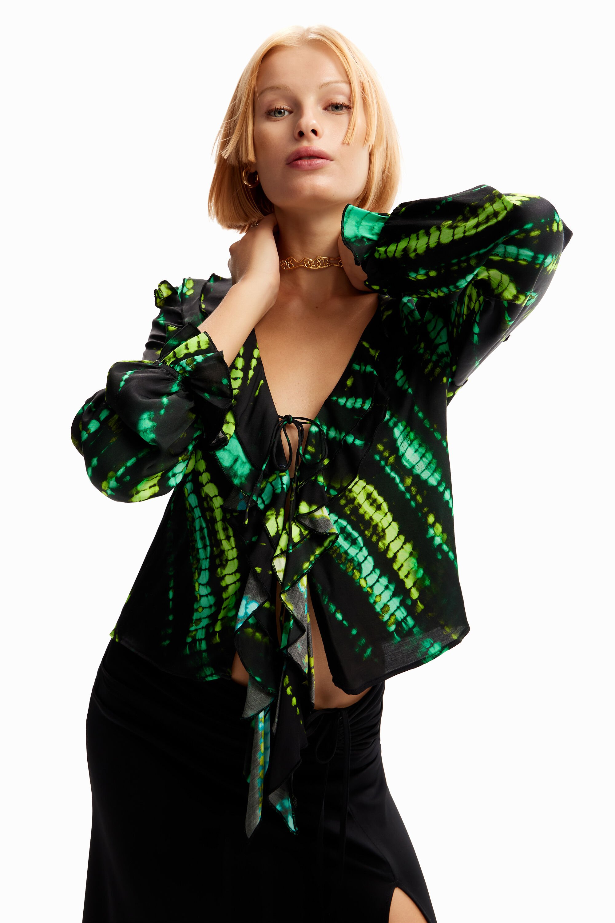Blouse volants tie and dye