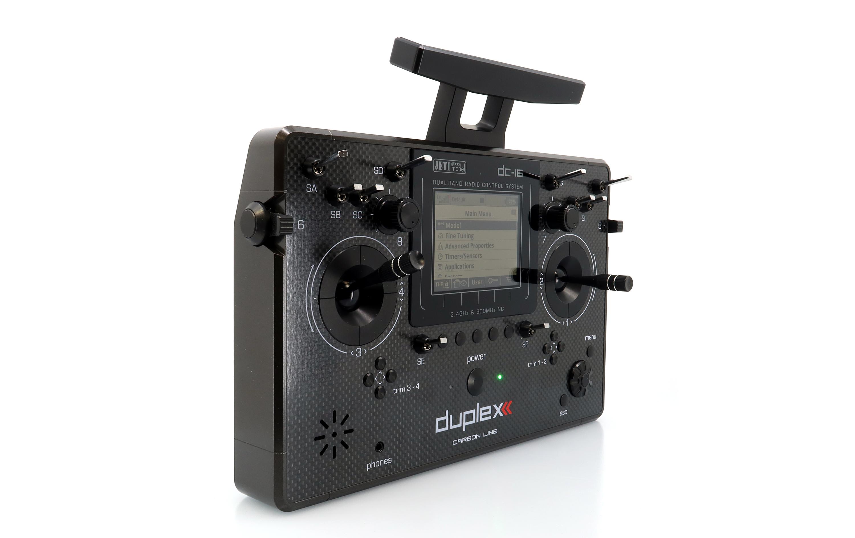Fernsteuerung DC-16 II Carbon Line Schwarz mit R10 Empfänger<br>Professioneller Jeti Duplex 2.4 GHz Sender