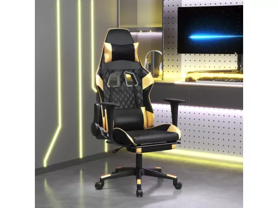 Chaise de jeu avec repose-pied Noir et doré Similicuir