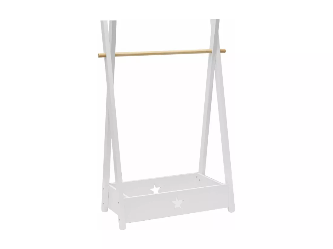 Rebecca Mobili Cintre pour Enfants Porte-vêtements Montessori Blanc MDF Pin avec Etagère