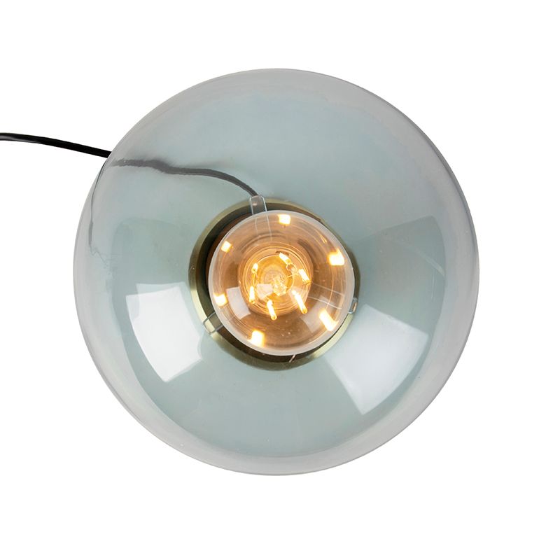 Art deco tafellamp messing met blauw glas - Pallon
