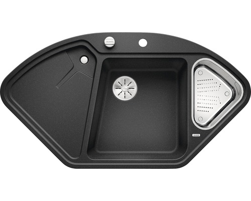 Blanco DELTA II spoelbak, 1057 x 575 mm, antraciet, 523656, 1 bak, met bijzetbak en afdruiprek, bak links