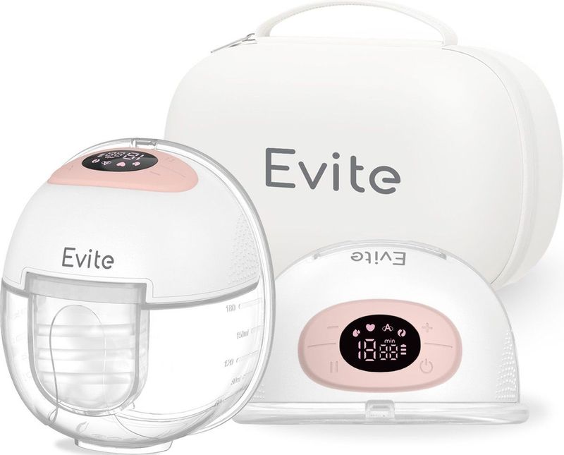 Evite - Borstkolf Nova - Elektrische Draadloze Borstkolf - Wit & Roze - Dubbele Borstkolf - Inclusief Tas