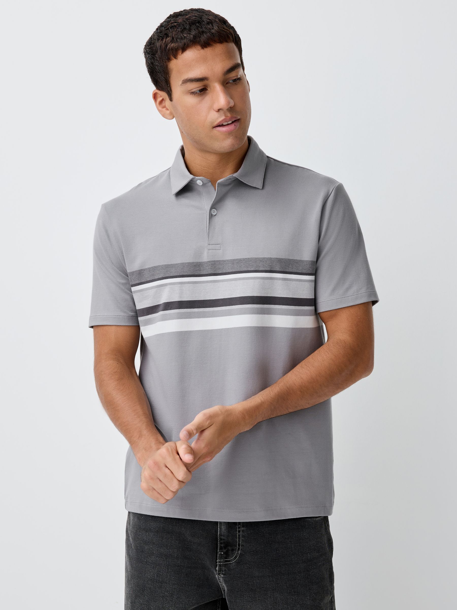 Zwart/grijs/naturel blok - Set van 3 jersey poloshirts met korte mouwen