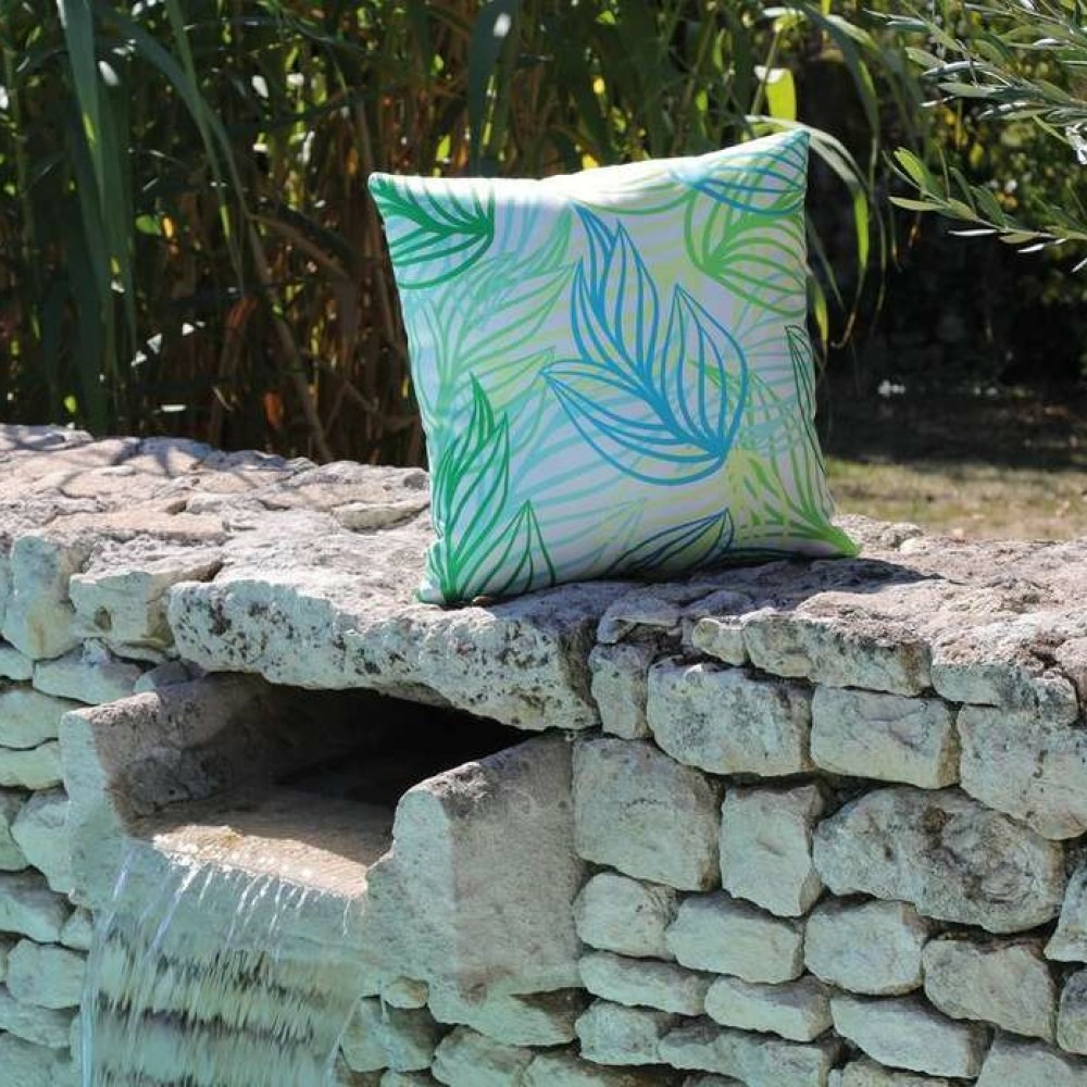 Lot de 2 coussins motif - 45 x 45 cm - feuilles vertes