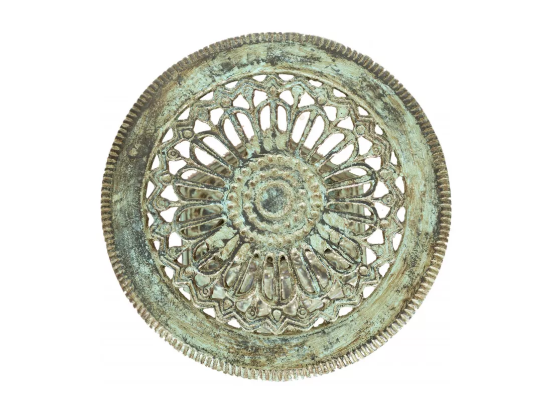 BISCOTTINI Support de Pot de Fleurs - Fonte avec Finition Argent Antique - Porte-Plante - Pot d'Intérieur et d'Extérieur - Jardinière - Jardin - Salon - Salle à Manger - Présentoir - Décoratif - 36x36x53 cm