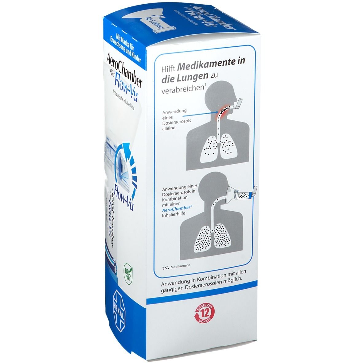 AeroChamber mit Maske für Erwachsene und Kinder (ab 5 J.)