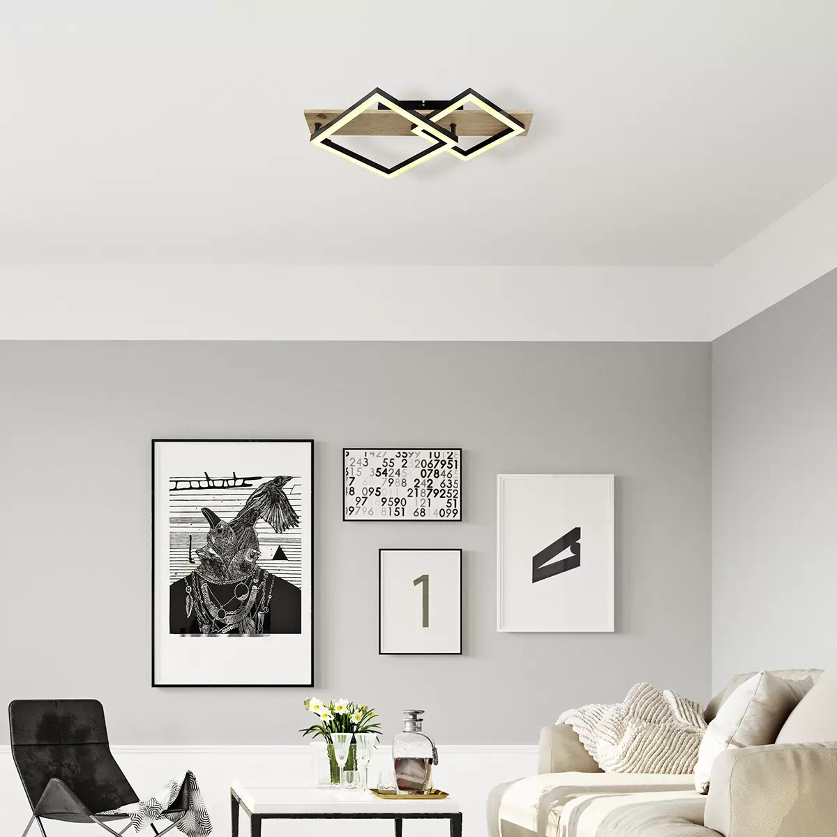 LED-Deckenleuchte Wenzel braun,schwarz