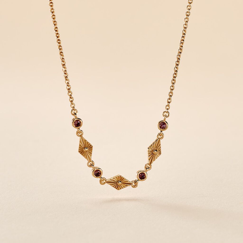 Collier Azteque Plaqué Or Jaune Oxyde De Zirconium