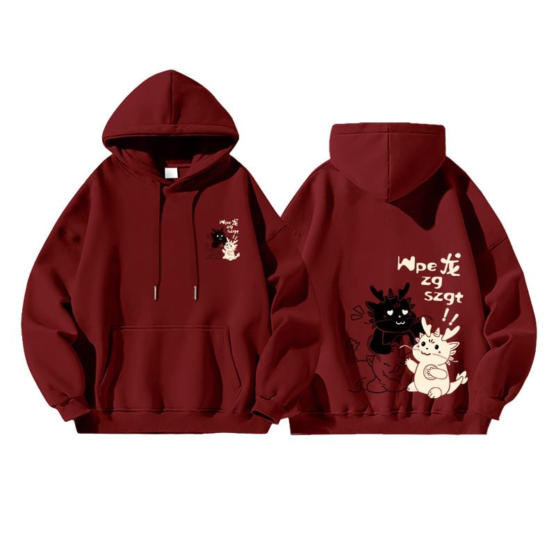 Carotaine - Cartoon Print Oversized Hoodie