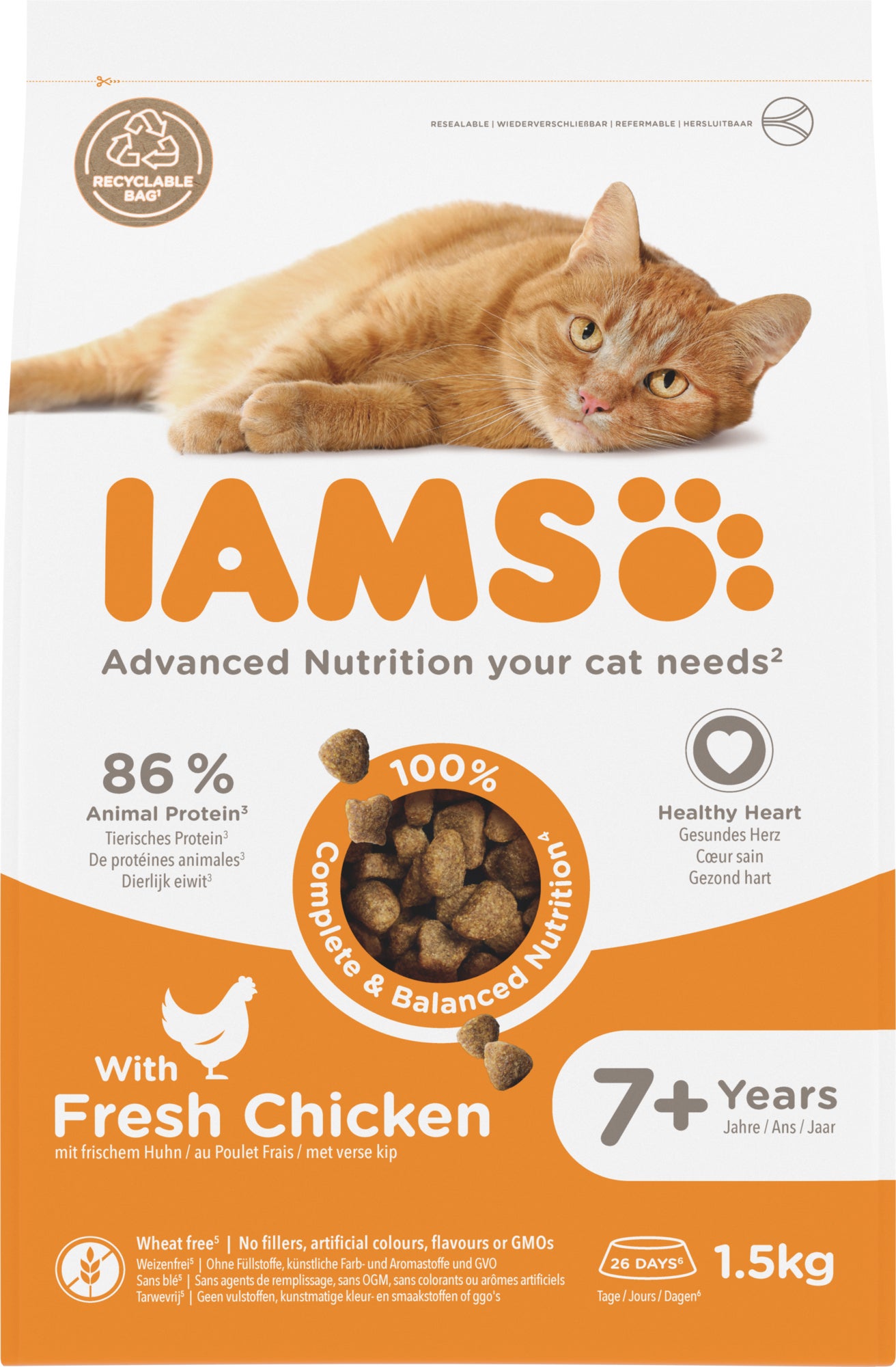 Iams kattenvoer for Vitality kip senior 1,5 kg
