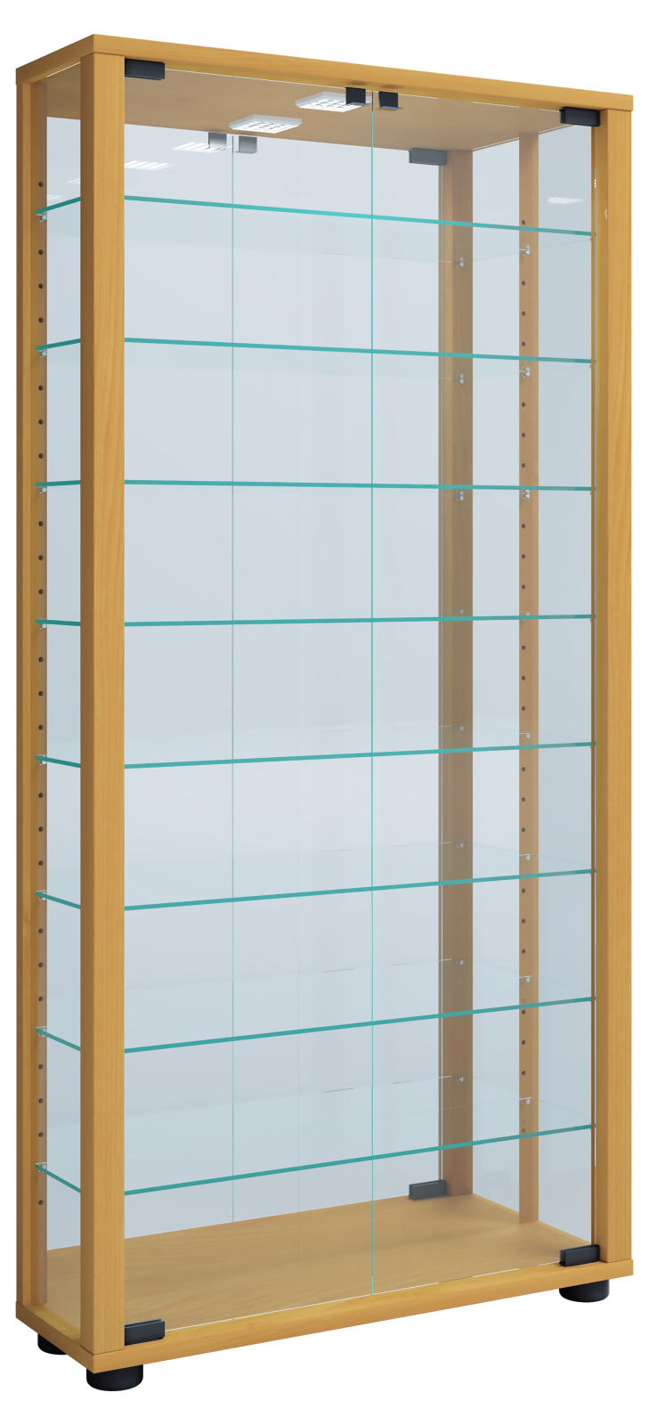 Wandvitrine VITROSA MAXI - Buche - mit Rückwandspiegel - 59 cm