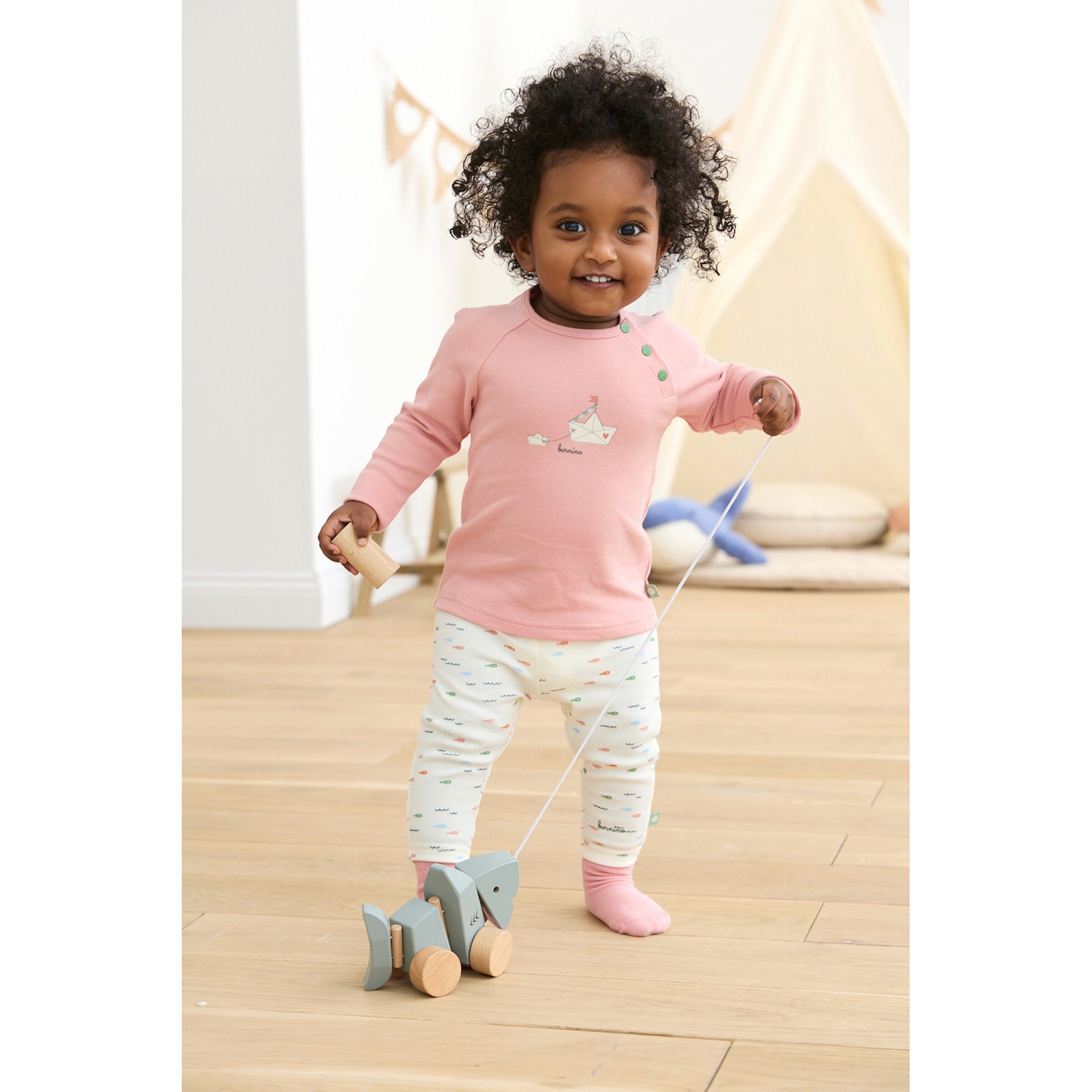 Bornino - Summer Beach Raglanshirt Papierboote rosa