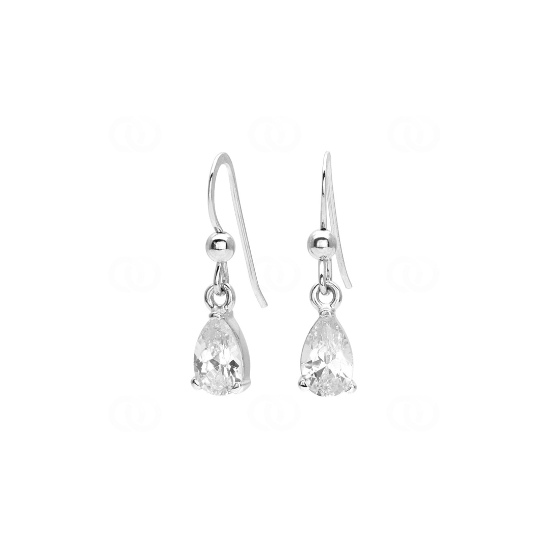 Ohrhänger 925 Silber rhodiniert mit Zirkonia Tropfen