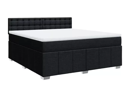 Sommier à lattes de lit avec matelas Noir 180x200 cm Tissu