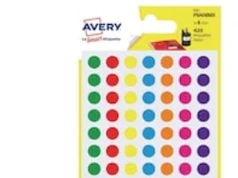 Etiketter Avery PSA08MX Ø8mm ass. farver - (420 stk.)