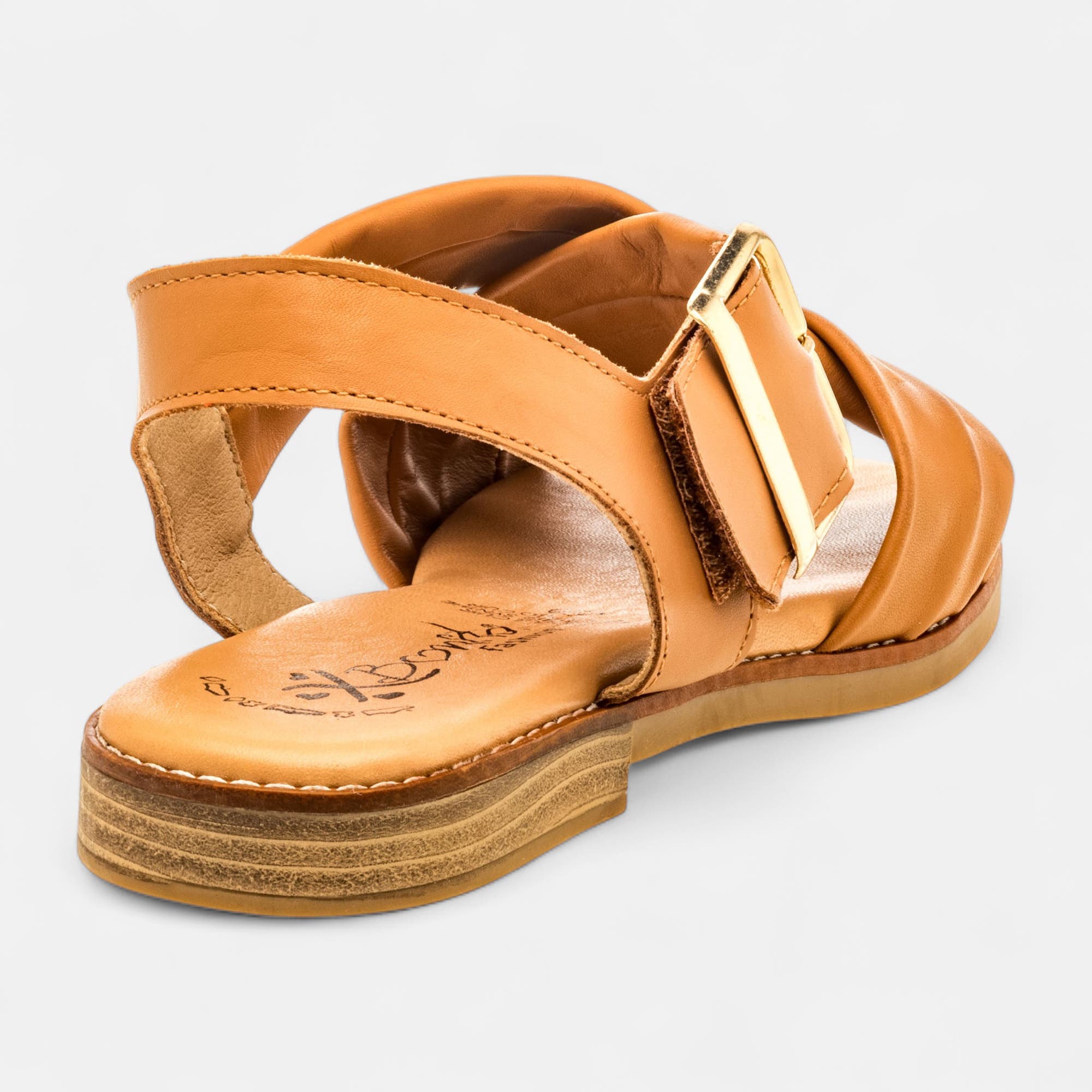 Nu-pieds Femme en cuir cognac