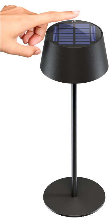 LED Solar Tischleuchte Outdoor Deko Garten Lampe Kabellose Beleuchtung mit Touch Steuerung IP44 (72026) - Schwarz / Warmweiss