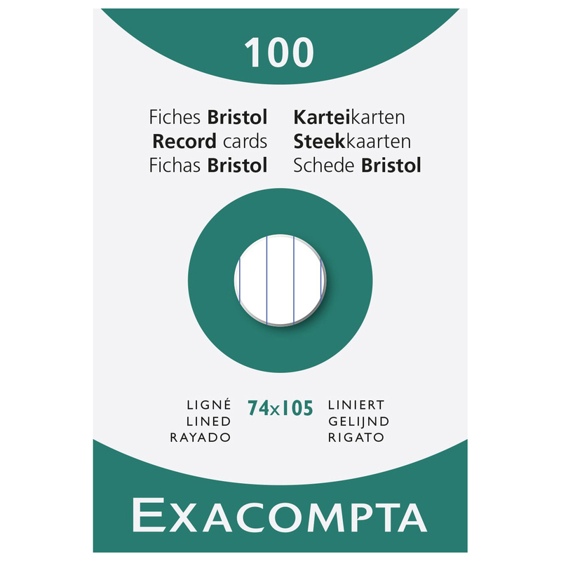 Exacompta Karteikarten, A7, liniert, weiss