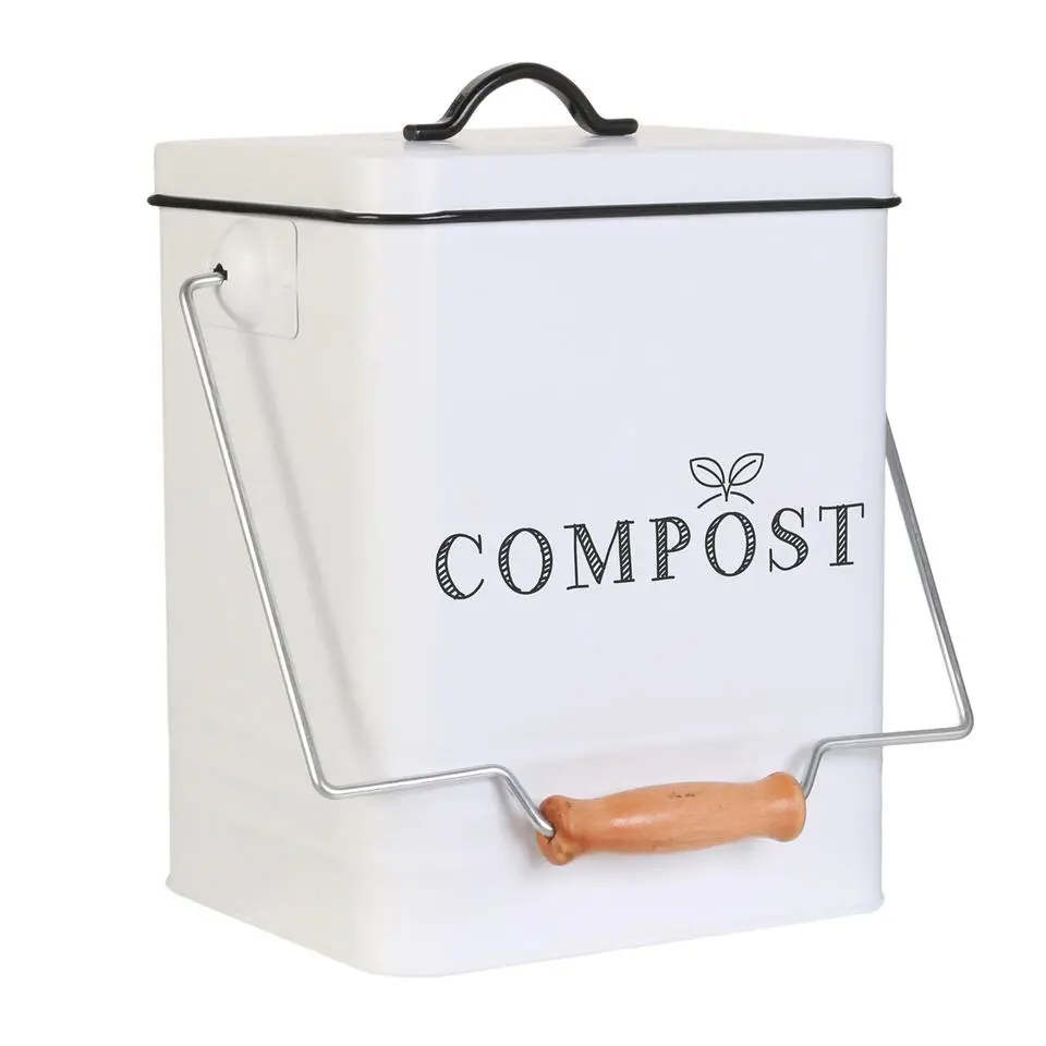 Home deco factory afvalbakje voor aanrecht - 5L - groen - compost