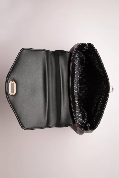 Banned Retro Bamboo Lux handtas in bordeauxrood en zwart