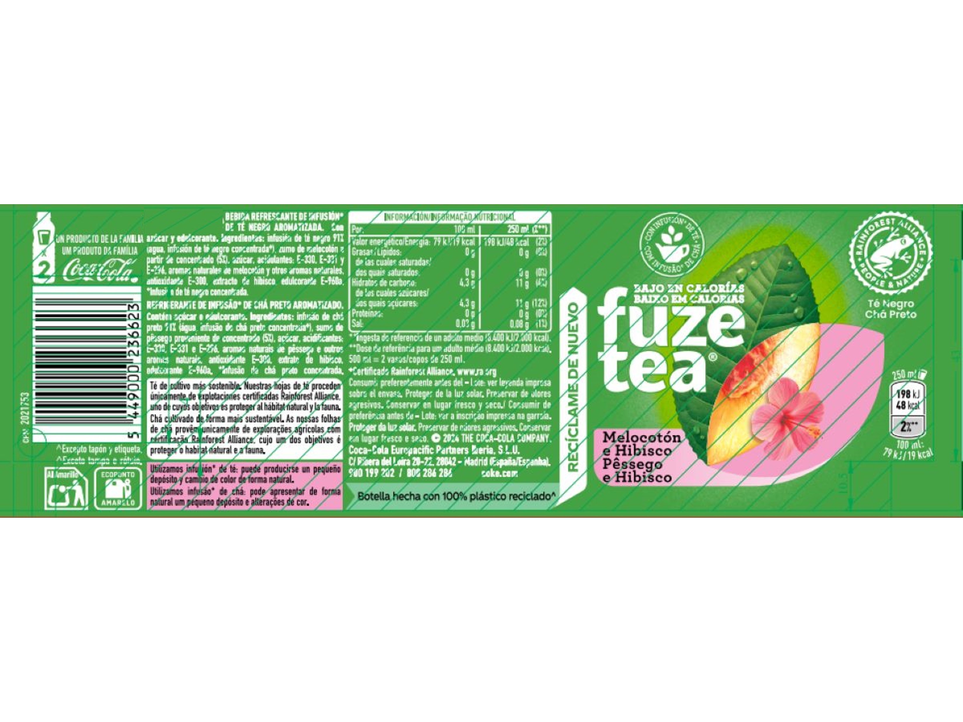 ICE TEA FUZE TEA PÊSSEGO-HIBISCO 1L