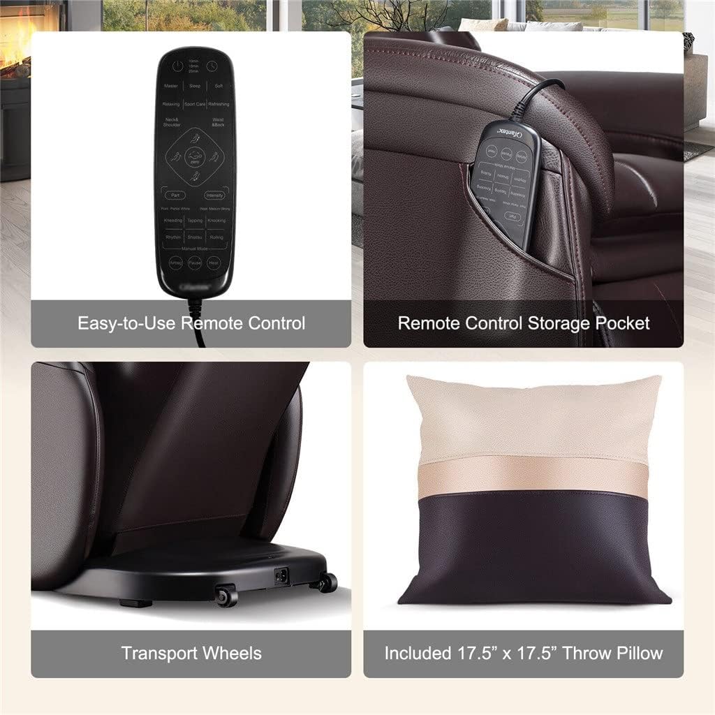 Poltrona de massagem Walnut Full Body SL Track Zero com apoio para os pés reversível e aquecimento.