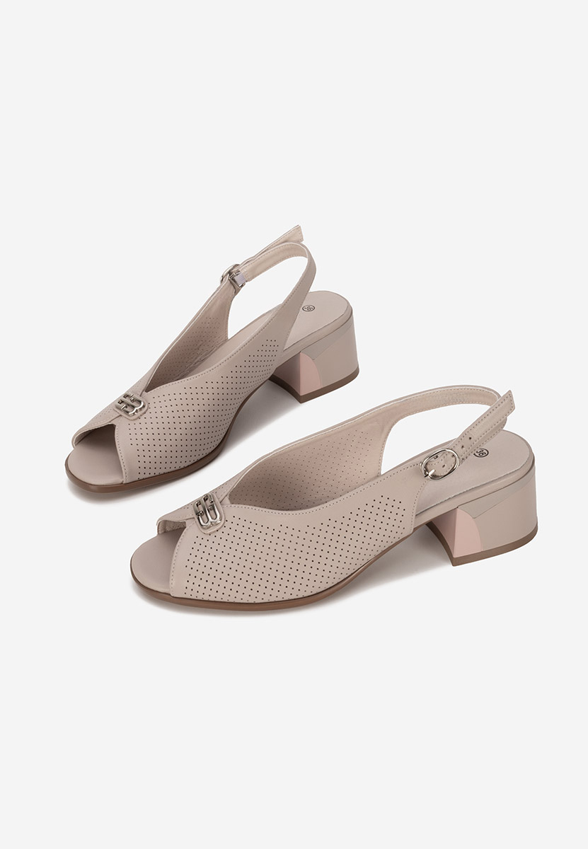 Sandales en cuir naturel beige Rabiela