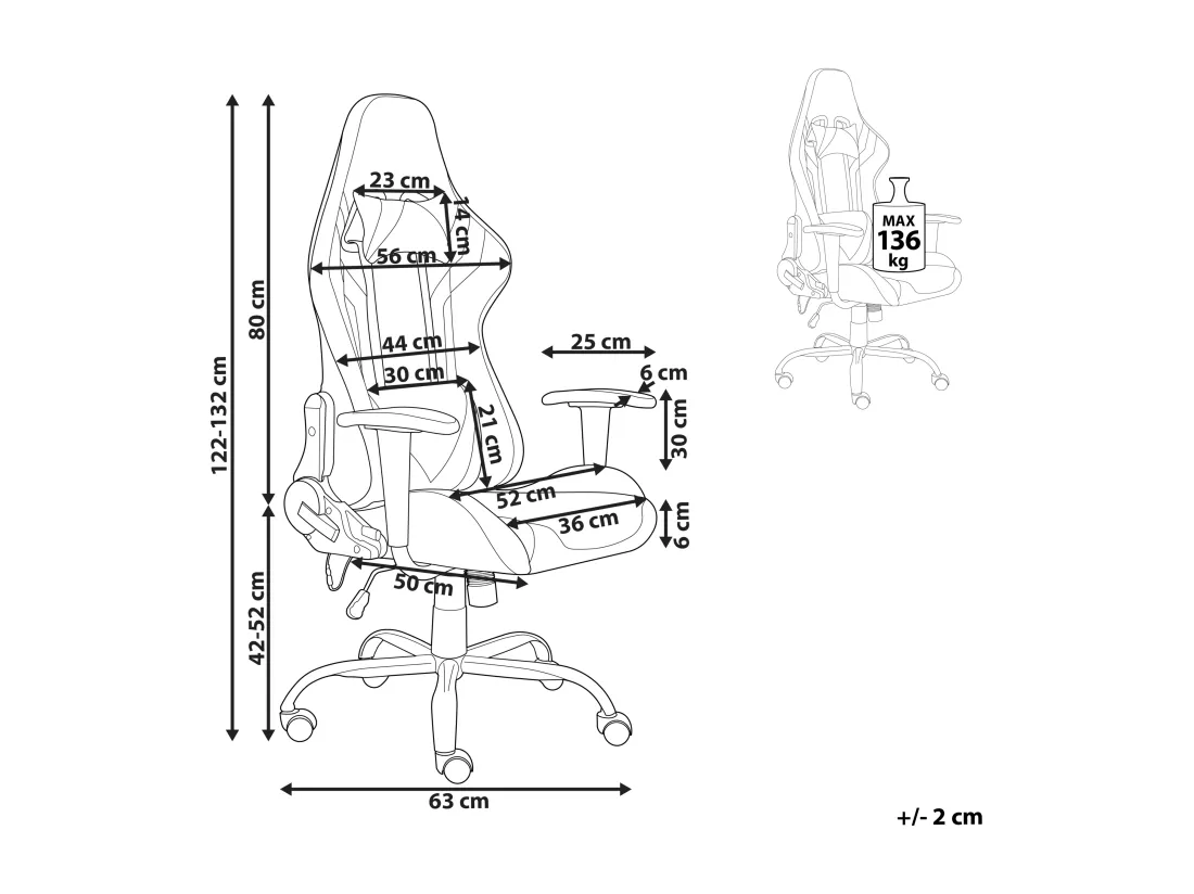 Siège de gaming GLEAM Cuir PU Noir