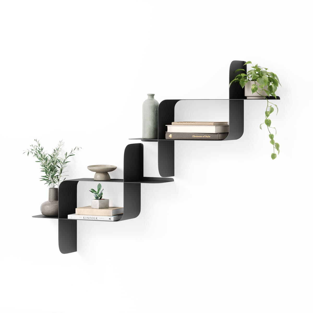 Wandplank Montage metaal zwart - set van 2