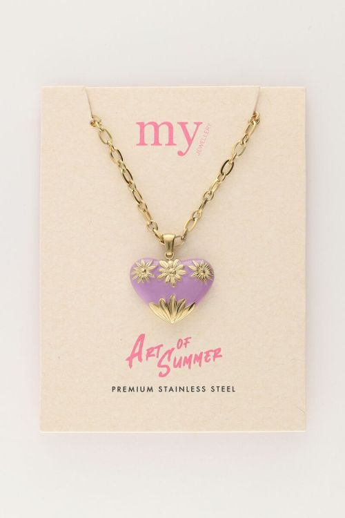 Art schakelketting met lila vintage hart