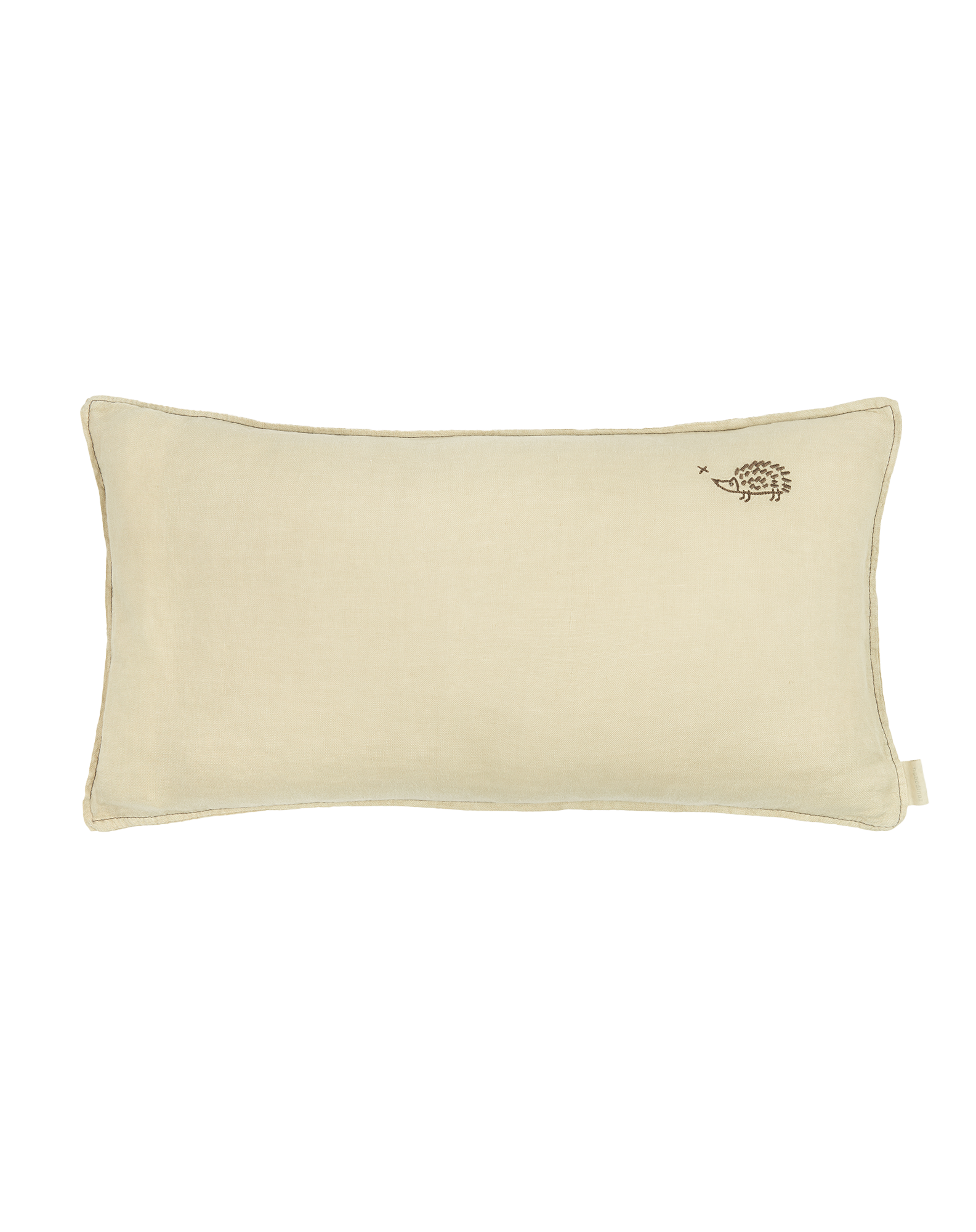 Coussin rectangulaire brodél1n0 en lin français lavé | Beige