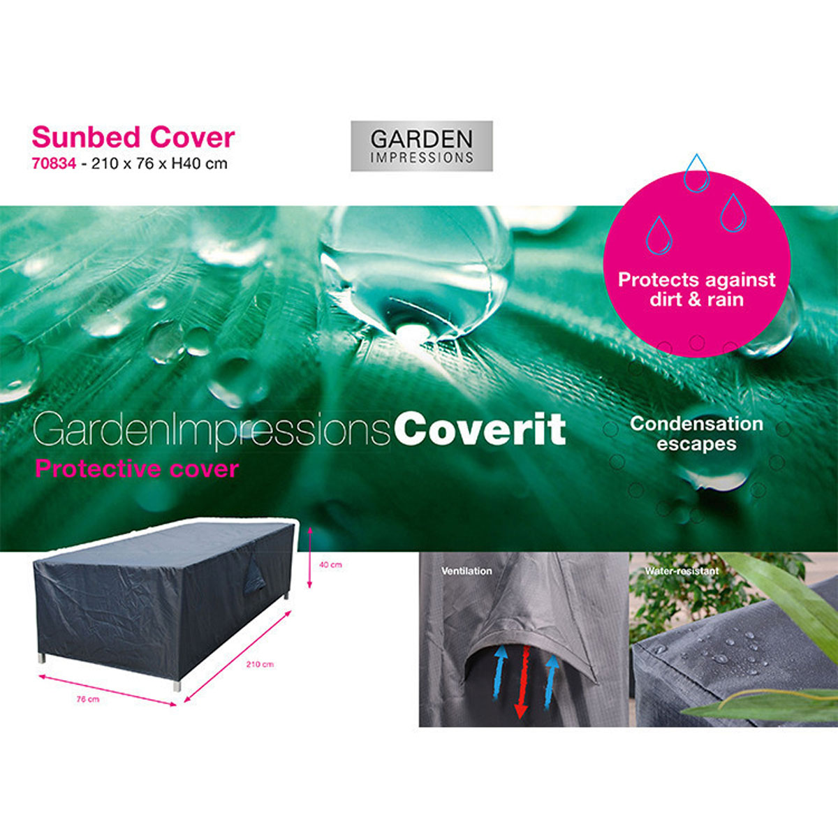 Garden Impressions Coverit ligbed hoes - 210 x 76 x 40 cm
