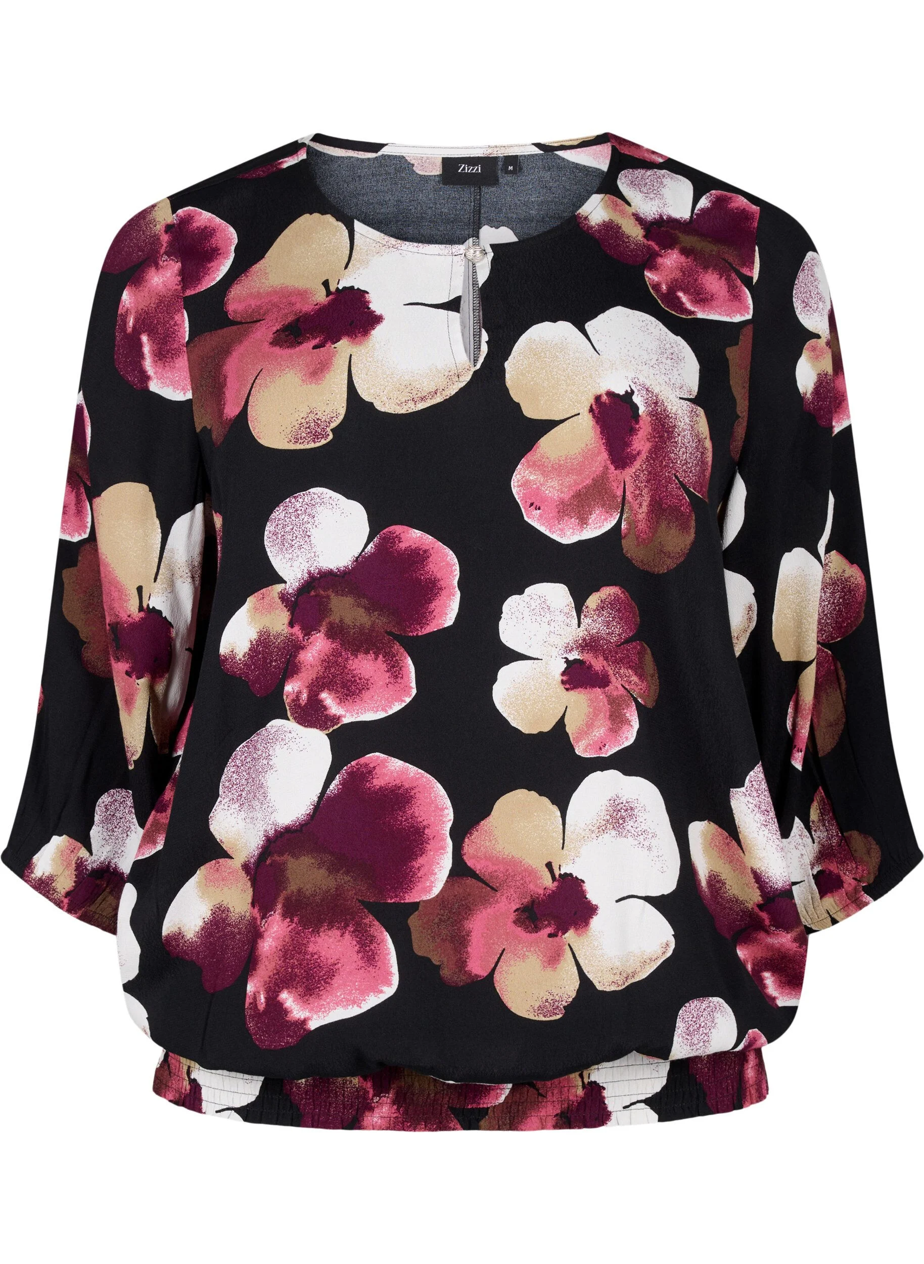 Viskosebluse med print og smock