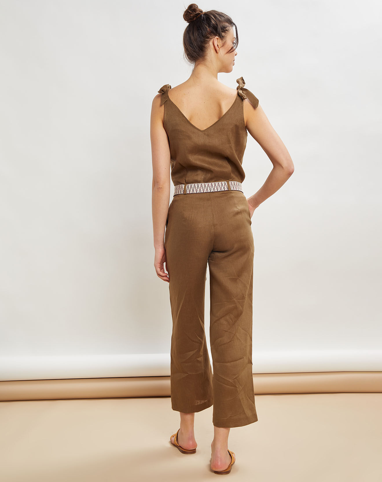 La Petite Francaise Combinaison 100% Lin Cecilia kaki