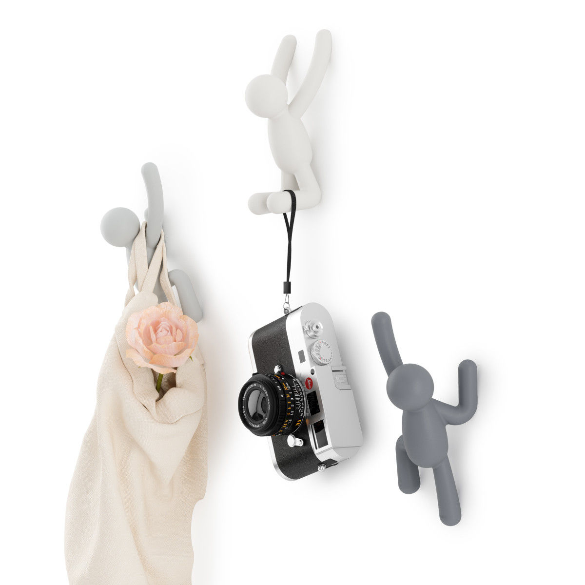 Ophanghaak Buddy assorti grijs – set van 3