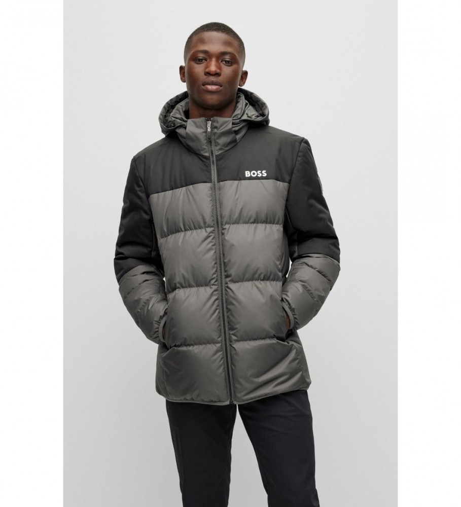 Jaqueta BOSS Plumn Logo Cinza