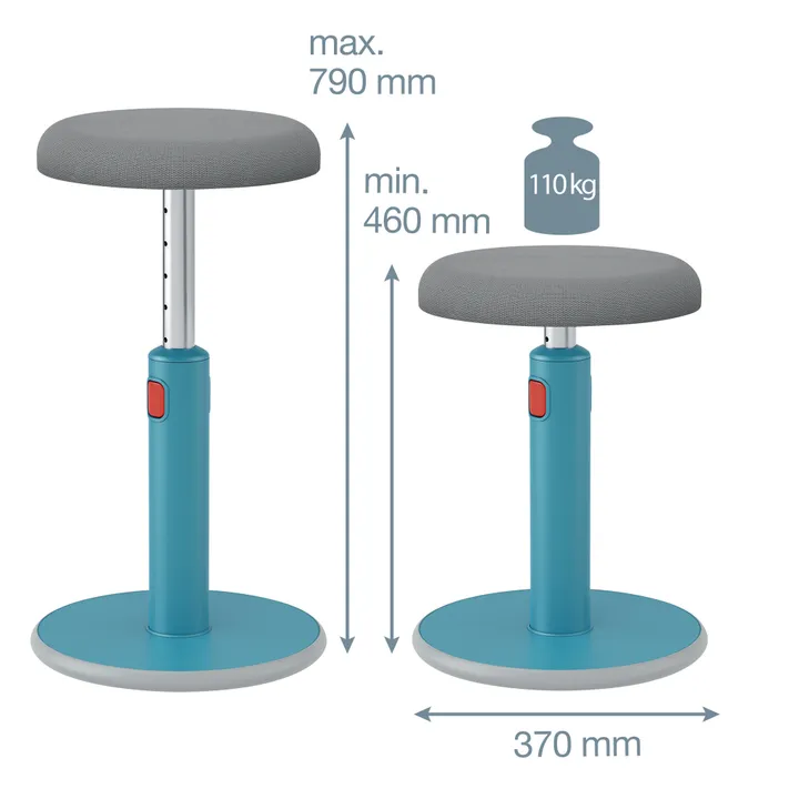 Leitz Ergo Cosy Active Sidde-stå balancestol 2-i-1 blå - højdejustering 46-79 cm